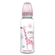 Kubki dla dzieci - CANPOL BABIES Little giraffe Butelka wąska różowa 12m+, 330ml - miniaturka - grafika 1