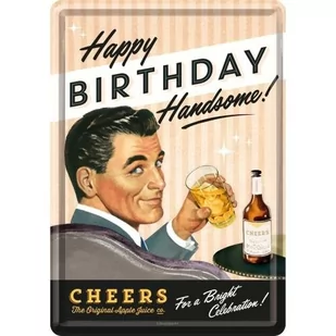 Art Nostalgic Say IT 50 's Happy Birthday Man pocztówka blaszana 10 x 14 cm 10273 - Dekoracje domu - miniaturka - grafika 1