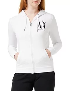 Armani Exchange Damska bluza z kapturem Icon Project, biały, M - Bluzy damskie - miniaturka - grafika 1