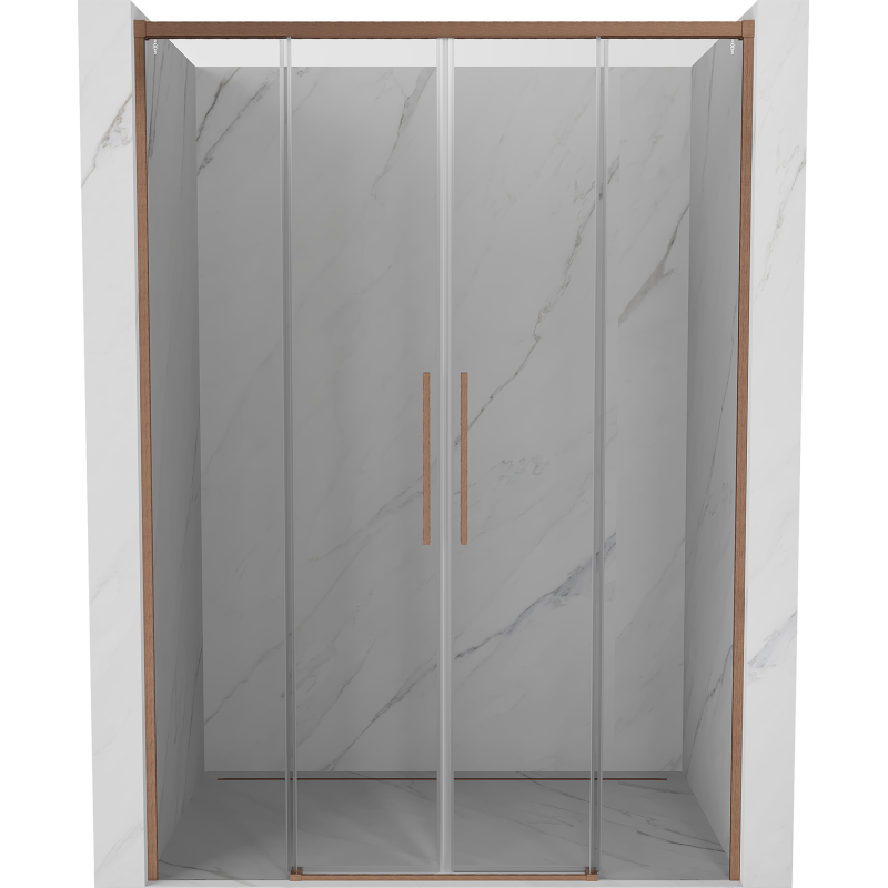 Mexen Rox drzwi prysznicowe rozsuwane 140 cm, transparent, miedź szczotkowana - 8C2-140-002-65-00