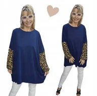 Bluzki damskie - STYLOWA TUNIKA PANTERKA luźna bluzka biodra bawełna 50 52 5XL 6XL 3243 - miniaturka - grafika 1