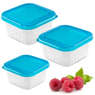 3X Pojemnik Plastikowy Do Żywności Zestaw Pojemników Niebieskie Kwadratowe - Pojemniki kuchenne - miniaturka - grafika 1