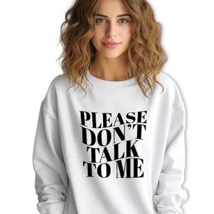BIAŁA BLUZA Damska Dresowa PLEASE DON'T TALK Lyrics Wzory Rozmiar M - Bluzy damskie - miniaturka - grafika 1