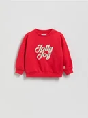 Bluzy dla dziewczynek - Reserved - Bluza ze świątecznym napisem - czerwony - miniaturka - grafika 1