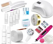 Zestawy do manicure i pedicure - Zestaw do hybryd z żelem, lampą Sun X7 180 W i frezarką - S23 - miniaturka - grafika 1