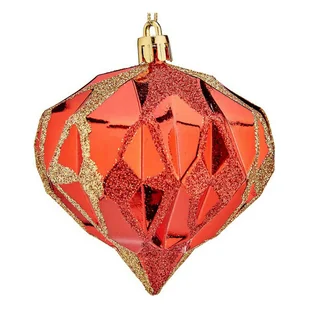 Bombki choinkowe diament Ø 8 cm czerwony plastik 8 x 9 x 8 cm - Bombki - miniaturka - grafika 1