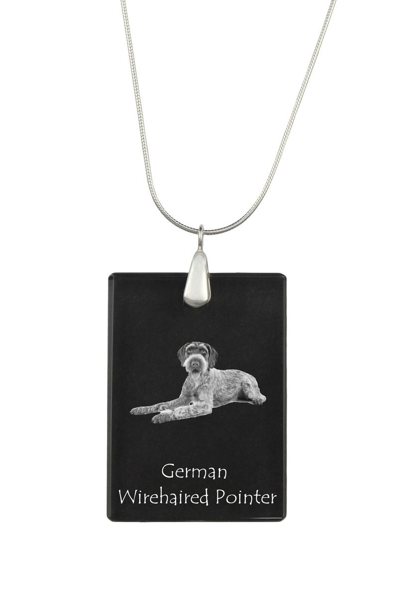Wyżeł niemiecki szorstkowłosy, Drahthaar - kryształowa zawieszka z psem, srebrny naszyjnik ze zdjęciem, personalizowany wisiorek marki Art-Dog
