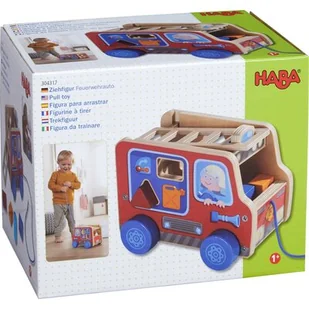 Haba 304317 - figurka pociągająca samochód strażacki, zabawka ciągnąca dla dzieci od 12 miesięcy, zachęca do nauki chodzenia, z klockami do wtykania - Zabawki interaktywne dla dzieci - miniaturka - grafika 1
