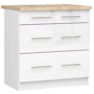 SZAFKA KUCHENNA OLIWIA S 80cm 3SZ + BLAT BIAŁA / BIAŁY POŁYSK - Meble kuchenne - miniaturka - grafika 1