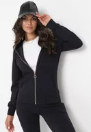 Bluzy damskie - Czarna Bluza Rozsuwana z Kapturem Ecula - miniaturka - grafika 1