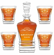 Karafki - Karafka geometric z 4 szklankami i grawerem dla podróżnika - miniaturka - grafika 1