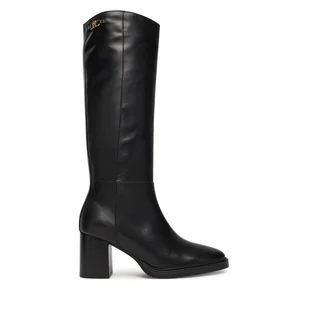 Kozaki Tommy Hilfiger Stacked Heel Leather Long Boot FW0FW08865 Czarny - Kozaki damskie - miniaturka - grafika 1