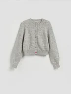 Swetry damskie - Reserved - Kardigan z ozdobnymi guzikami - jasnoszary - miniaturka - grafika 1
