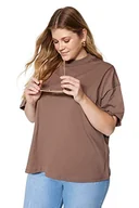 Koszulki i topy damskie - Trendyol Damska koszulka oversize basic z okrągłym dekoltem z dzianiny plus size, Brązowy, 4XL Duże Rozmiary - miniaturka - grafika 1