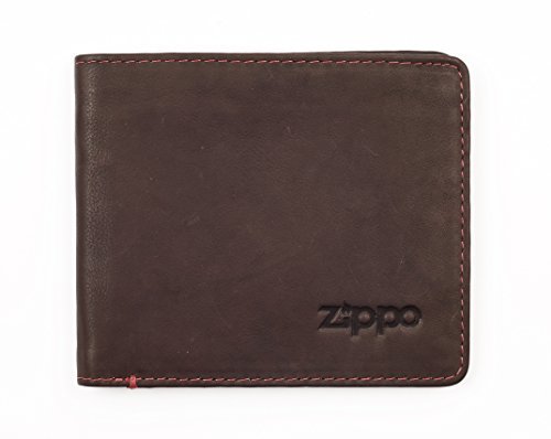 Zippo skórzany portfel składany Please change, 11 cm brązowy