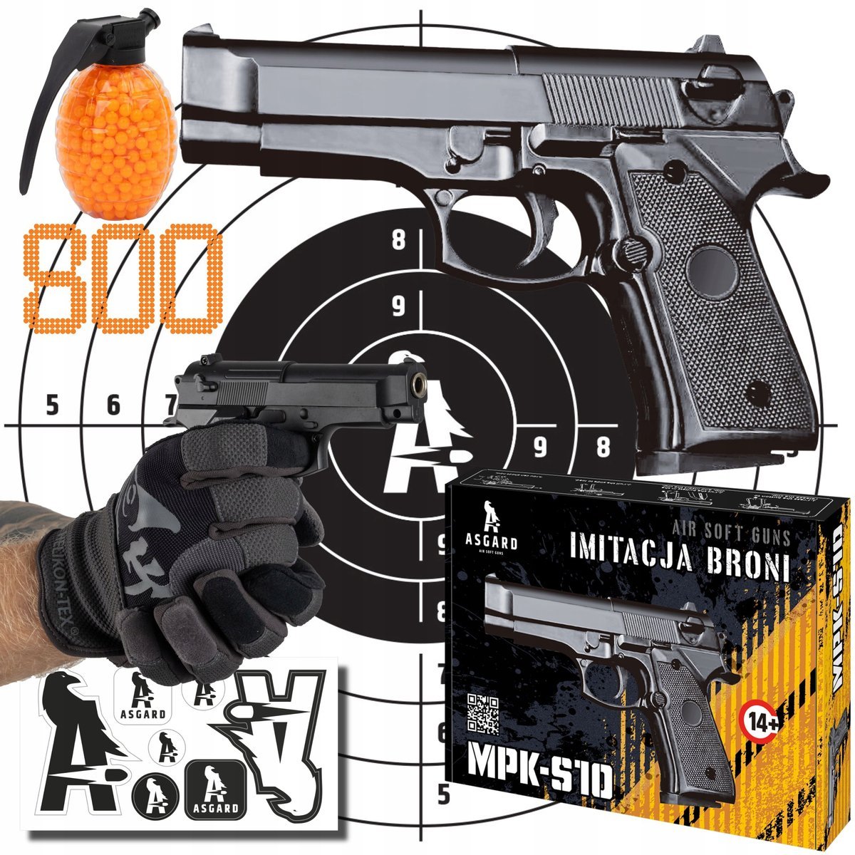 Pistolet na kulki 6mm metalowy ASG imitacja broni ASGARD Guns + 800 kulek