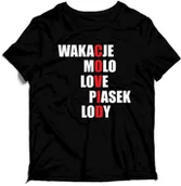 Gadżety dla niej i dla niego - Koszulka męska - COVID - wakaCje-mOlo-loVe-pIasek-loDy - miniaturka - grafika 1