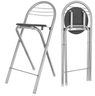 Hoker Krzesło Składane Kuchenne Barowe Wysokie Czarne - Taborety i hokery Hoker Krzesło Składane Kuchenne Barowe Wysokie Czarne - Taborety i hokery - miniaturka - grafika 1