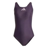 Stroje kąpielowe - adidas Damski strój kąpielowy z 3 barami, 91 cm, czarny, Czarny, 128 - miniaturka - grafika 1