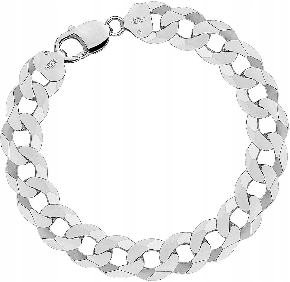 Bransoletka Srebrna Pancerka Męska Pełna Diamentowana 1,10 cm Grawer Gratis