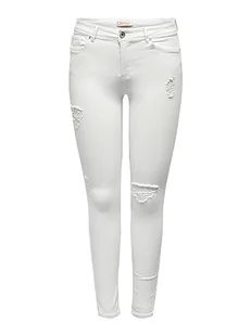ONLY Dżinsy damskie skinny fit ONLWauw Mid Destroyed, biały, (XS) W / 32L - Spodnie damskie - miniaturka - grafika 1