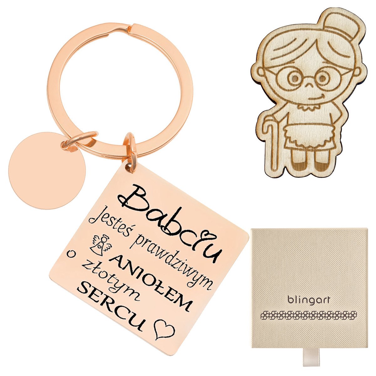 Brelok do kluczy z GRAWEREM KWADRAT przywieszka KÓ