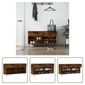 Szafki na buty - The Living Store Ławka na buty dąb wędzony 102x35x55 cm Materiał drewnopochodny - miniaturka - grafika 1