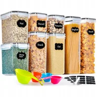 Pojemniki kuchenne - HERMETYCZNE PLASTIKOWE POJEMNIKI NA SUCHĄ ŻYWNOŚĆ ZESTAW 8SZT+ 24 ETYKIETY - miniaturka - grafika 1