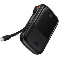 Powerbanki - Baseus Qpow Digital Display powerbank z szybkim ładowaniem 10000mAh 22,5W QC/PD/SCP/FCP z wbudowanym kablem USB-C czarny - miniaturka - grafika 1