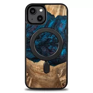 Etui i futerały do telefonów - etui z drewna i żywicy na iPhone 15 Plus MagSafe Bewood Unique Neptun - granatowo-czarne - miniaturka - grafika 1