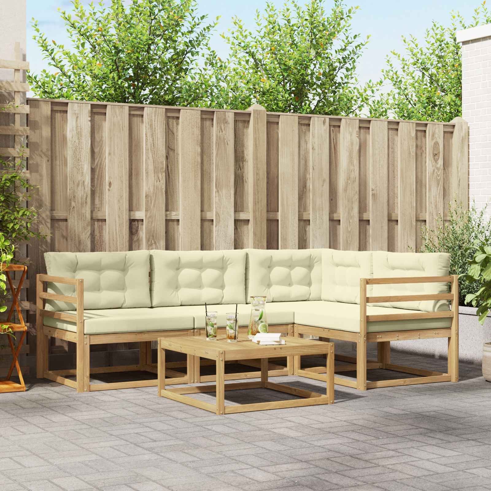vidaXL Zestaw sof na zewnątrz 5 pcs Biały i kremowy 79 x 79 x 37 cm