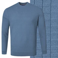 Swetry męskie - Elegancki SWETER Męski Klasyczny JEANSOWY Bawełniany XL Pako Jeans - miniaturka - grafika 1