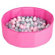 Selonis, suchy basen składany z piłeczkami 6cm różowy: perła-szary-transparent-pudrowy róż 80x23/200piłek