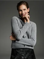 Swetry damskie - Reserved - Wełniany kardigan - szary - miniaturka - grafika 1