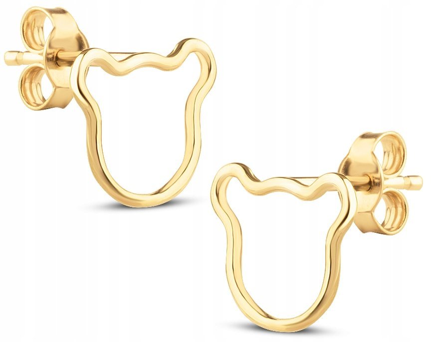 ZŁOTE KOLCZYKI NA SZTYFT MISIE MIŚKI TEDDY 585