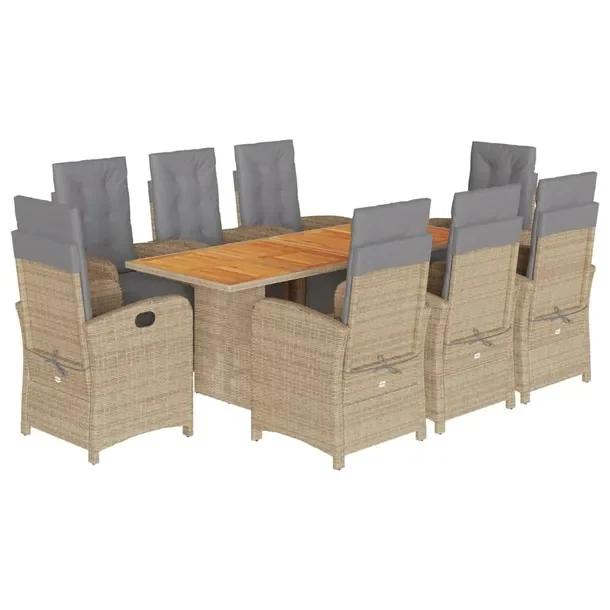 Zestaw Mebli Ogrodowych Rattan PE Beżowy, Stół 190x80x74 cm, Krzesło 57