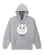 Bluzy męskie - Bluza z kapturem Perski Biały Personalizowana Kot Pupil Szara L - miniaturka - grafika 1