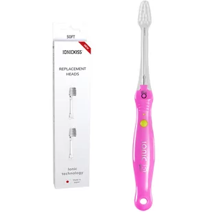 Zestaw Kids - Szczoteczka dla dzieci jonowa IONICKISS Kids Miękka Różowa + 2 szt. końcówki Kids Miękkie - Końcówki do szczoteczek elektrycznych - miniaturka - grafika 1