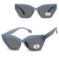 Okulary korekcyjne, oprawki, szkła - Damskie okulary przeciwsłoneczne kocie z polaryzacją MP55B błękitna szarość - miniaturka - grafika 1