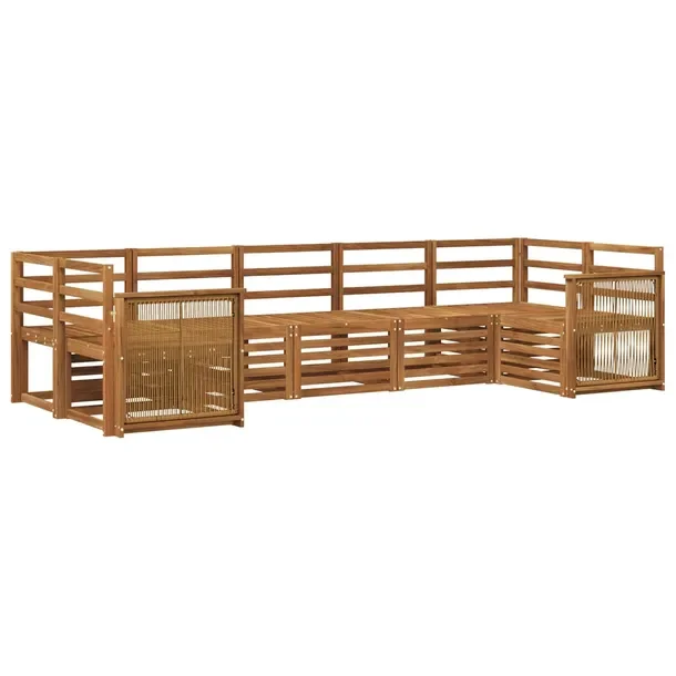 Zestaw sofy narożnej 6 szt. naturalny Lite Drewno Akacji