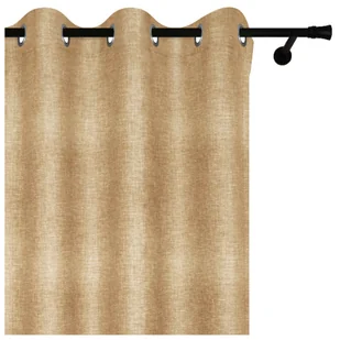 Voppi Beżowa zasłona na przelotkach kółkach 140 x 230 cm zasłona z lnianym wzorem do salonu sypialni - Zasłony - miniaturka - grafika 1