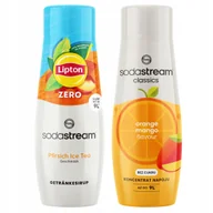 Syropy i koncentraty owocowe - 2x Syrop SodaStream Lipton Ice Tea Peach Zero Bez Cukru + Pomarańcz Mango - miniaturka - grafika 1