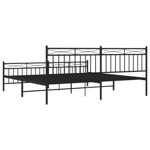 Metalowa rama łóżka z wezgłowiem i zanóżkiem, czarna, 193x203cm Lumarko! - Łóżka - miniaturka - grafika 8