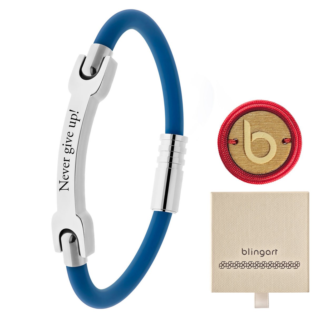 Bransoletka męska z grawerem kauczuk stal chirurgiczna BLINGART