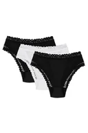 Majtki damskie - Wol-Bar Abra 3-pak czarny-czarny-biały S Majtki figi - miniaturka - grafika 1