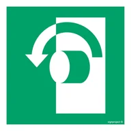 Systemy ekspozycyjne i znaki informacyjne - AE018 PRZEKRĘCIĆ W LEWO ABY OTWORZYĆ, TS - PŁYTA TD FOTOLUMINESCENCYJNA; (100X100MM) - miniaturka - grafika 1