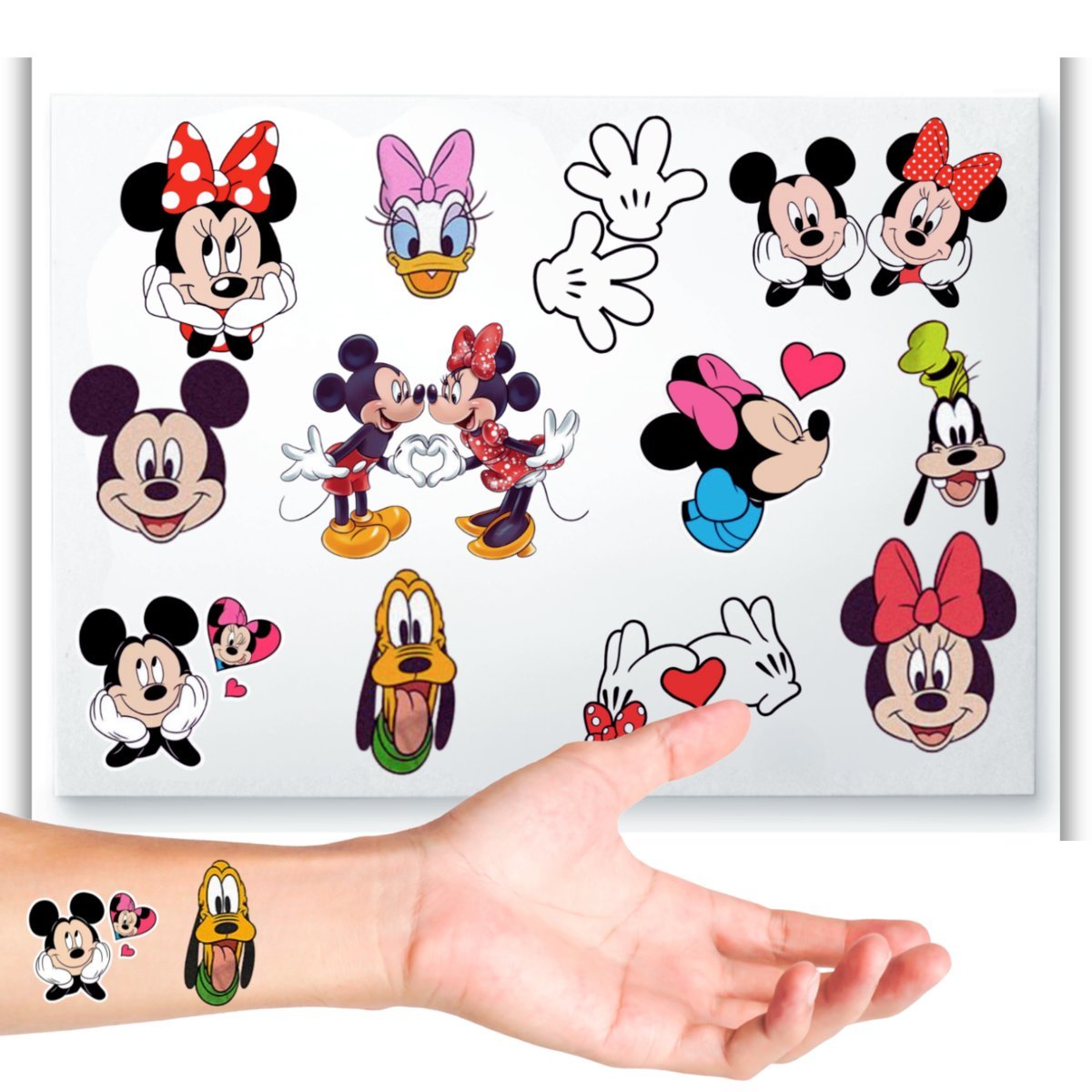 TATUAŻE MYSZKA MIKI I MINNIE TYMCZASOWE DLA DZIECI DZIECIĘCE WZORY 12szt