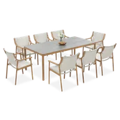 Meble ogrodowe - Zestaw mebli jadalnianych PATTAYA DINING Wood Look 8+1 - Focus Garden - miniaturka - grafika 1