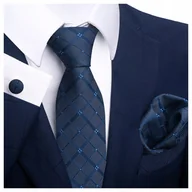 Krawaty i muchy męskie - Elegancki zestaw krawat + poszetka + spinki do mankietów - miniaturka - grafika 1