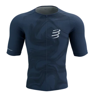 COMPRESSPORT Triathlonowa koszulka kompresyjna TRI POSTURAL AERO SS TOP indigo print - Koszulki sportowe męskie - miniaturka - grafika 1